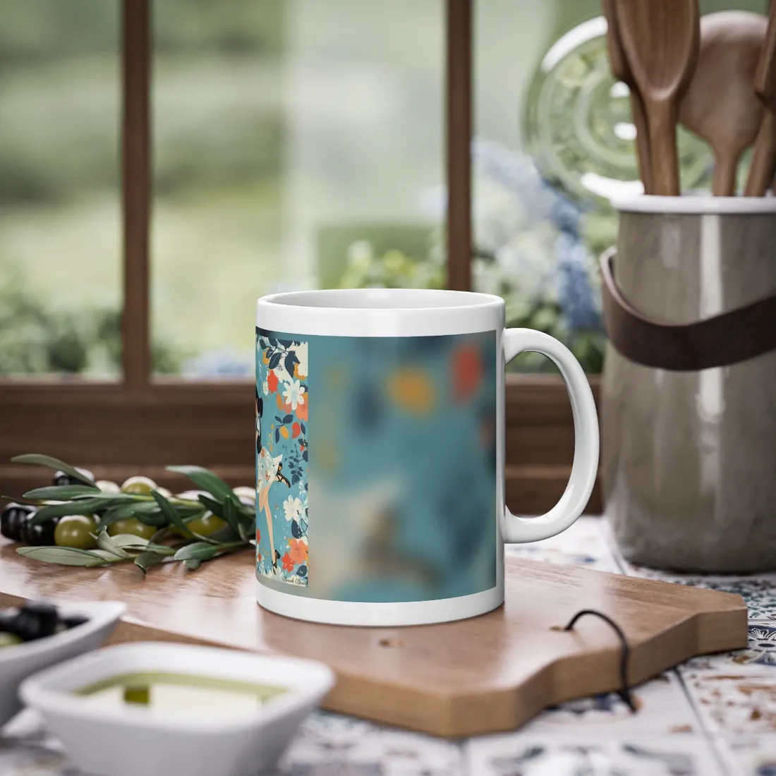 Retro Pin-Up Girl: Vintage Artwork Print - Mug