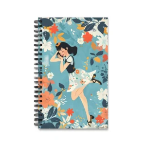 Woman Dancing Among Flowers Spiral Notebook