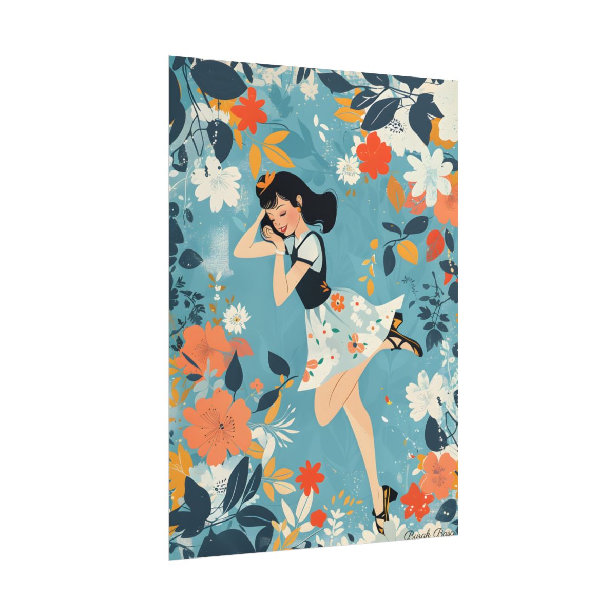 Retro Pin-Up Girl: Vintage Artwork Print - Poster