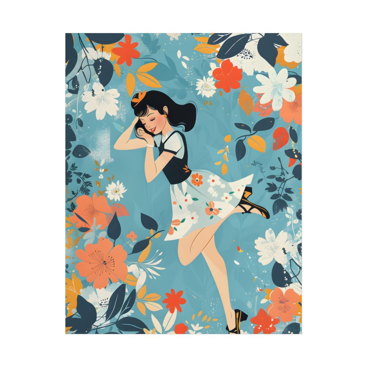 Retro Pin-Up Girl: Vintage Artwork Print - Poster