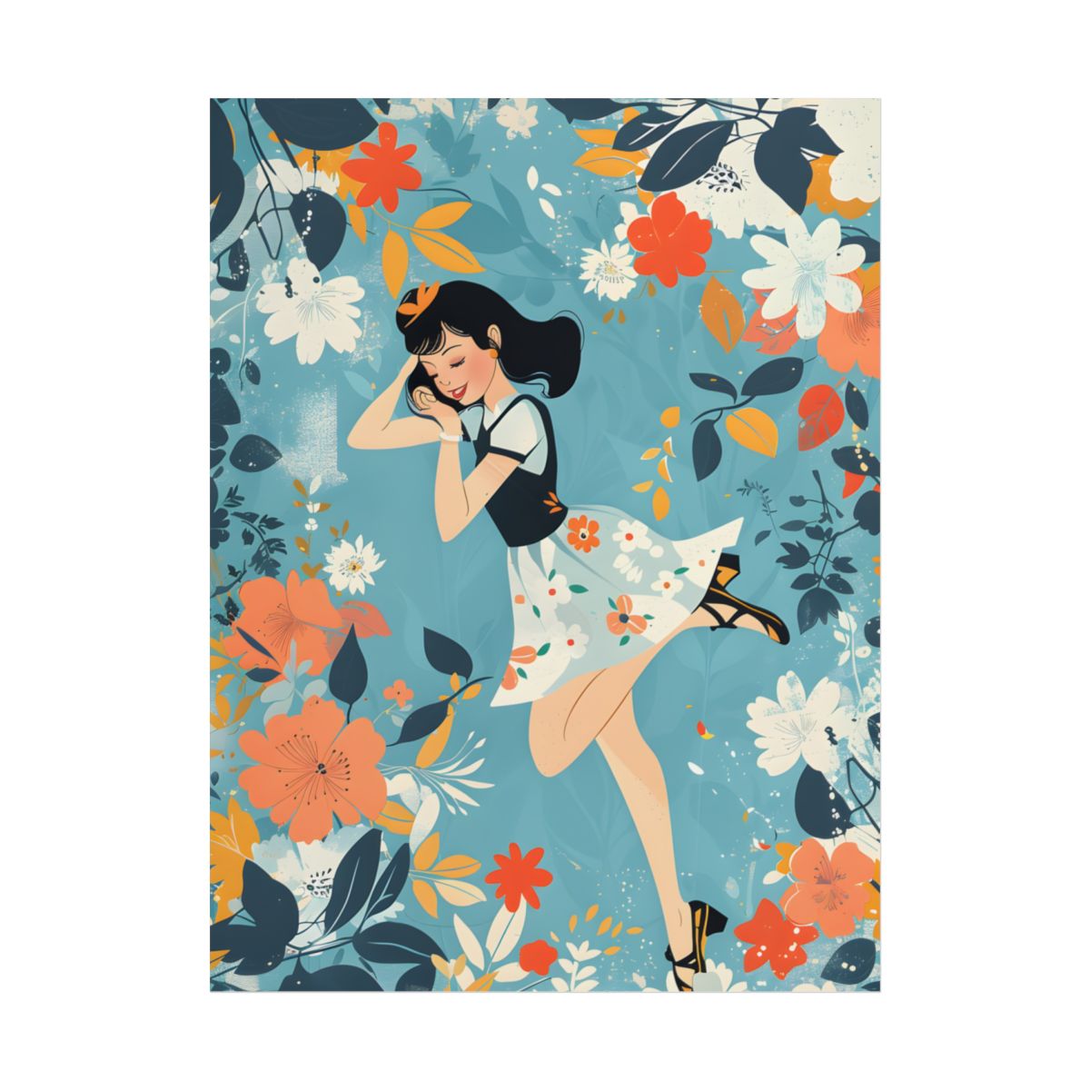 Retro Pin-Up Girl: Vintage Artwork Print - Poster
