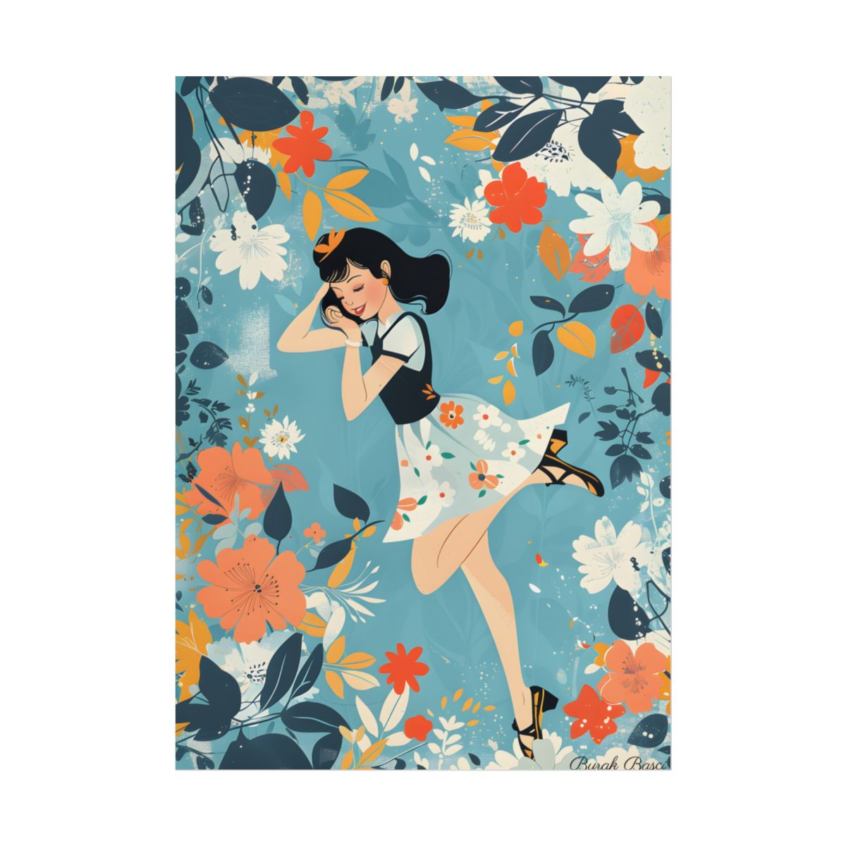 Retro Pin-Up Girl: Vintage Artwork Print - Poster