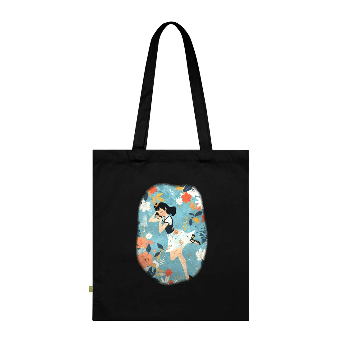 Retro Pin-Up Girl: Vintage Artwork Print - Tote Bag (Black)