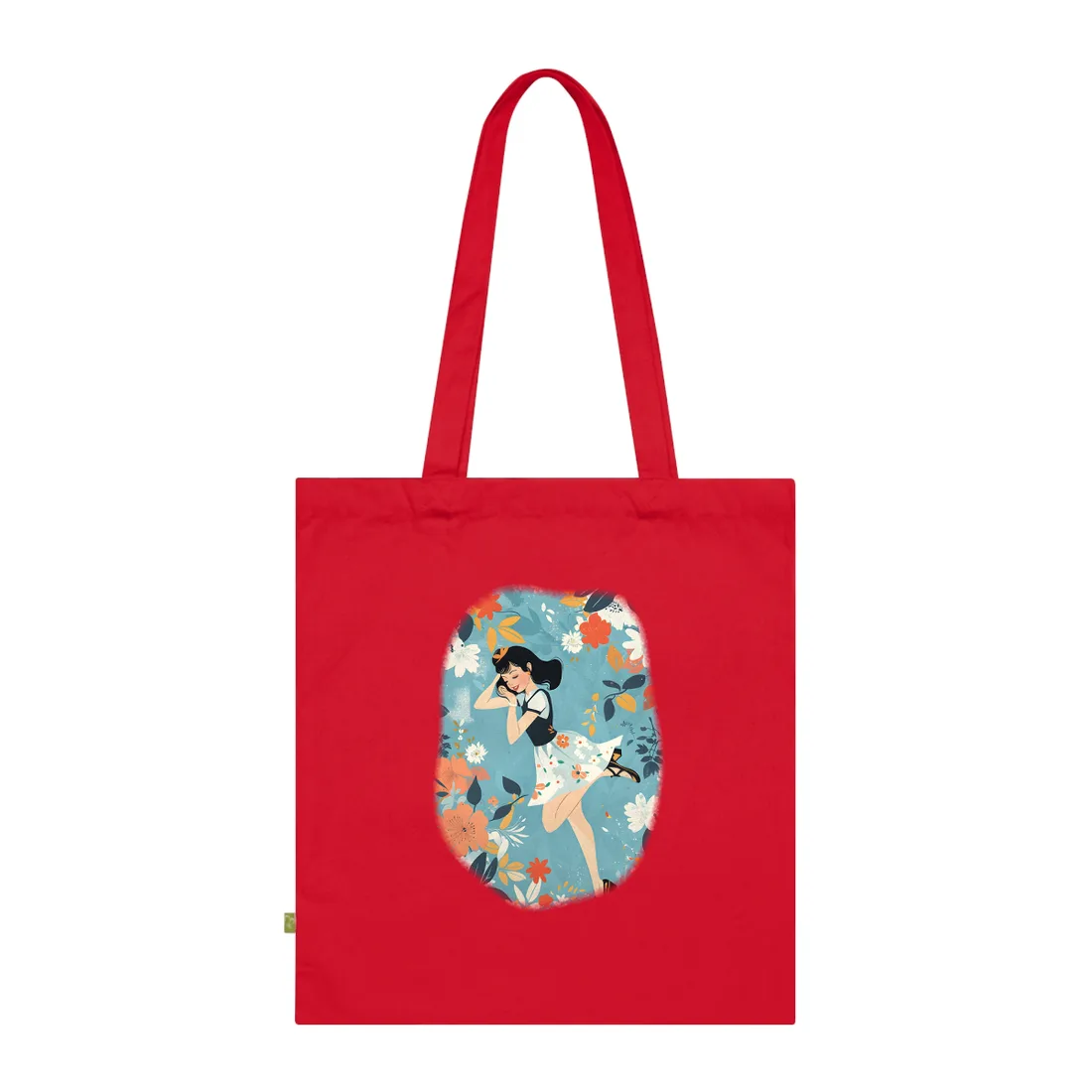 Retro Pin-Up Girl: Vintage Artwork Print - Tote Bag (Classic Red)