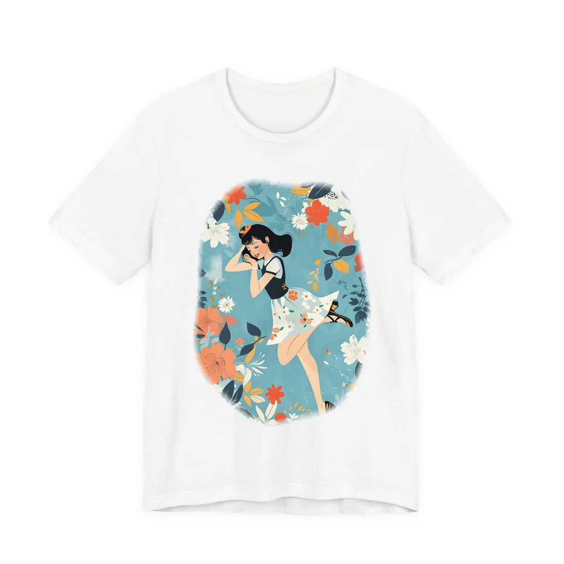 Retro Pin-Up Girl: Vintage Artwork Print - T-Shirt (White)