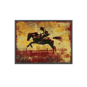 Leaping Rodeo Rider Framed Poster