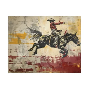 Cowboy Riding Bucking Horse Canvas Print