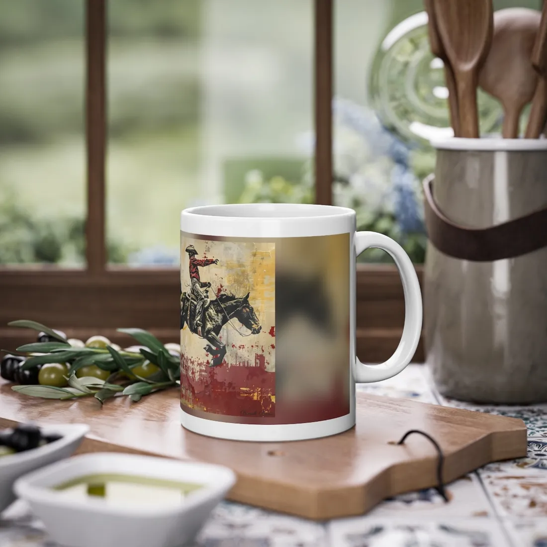 Retro Rodeo Cowboy: Dynamic Bronc Ride - Mug