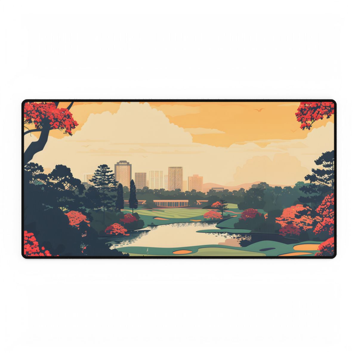 Retro-Style Augusta Georgia Golf Course: Vibrant Illustration Art - Desk Mat