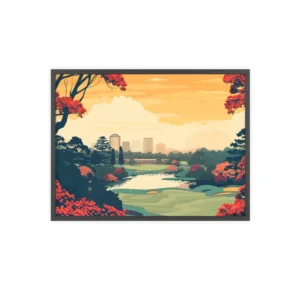 Golf Course with City Skyline Framed Poster