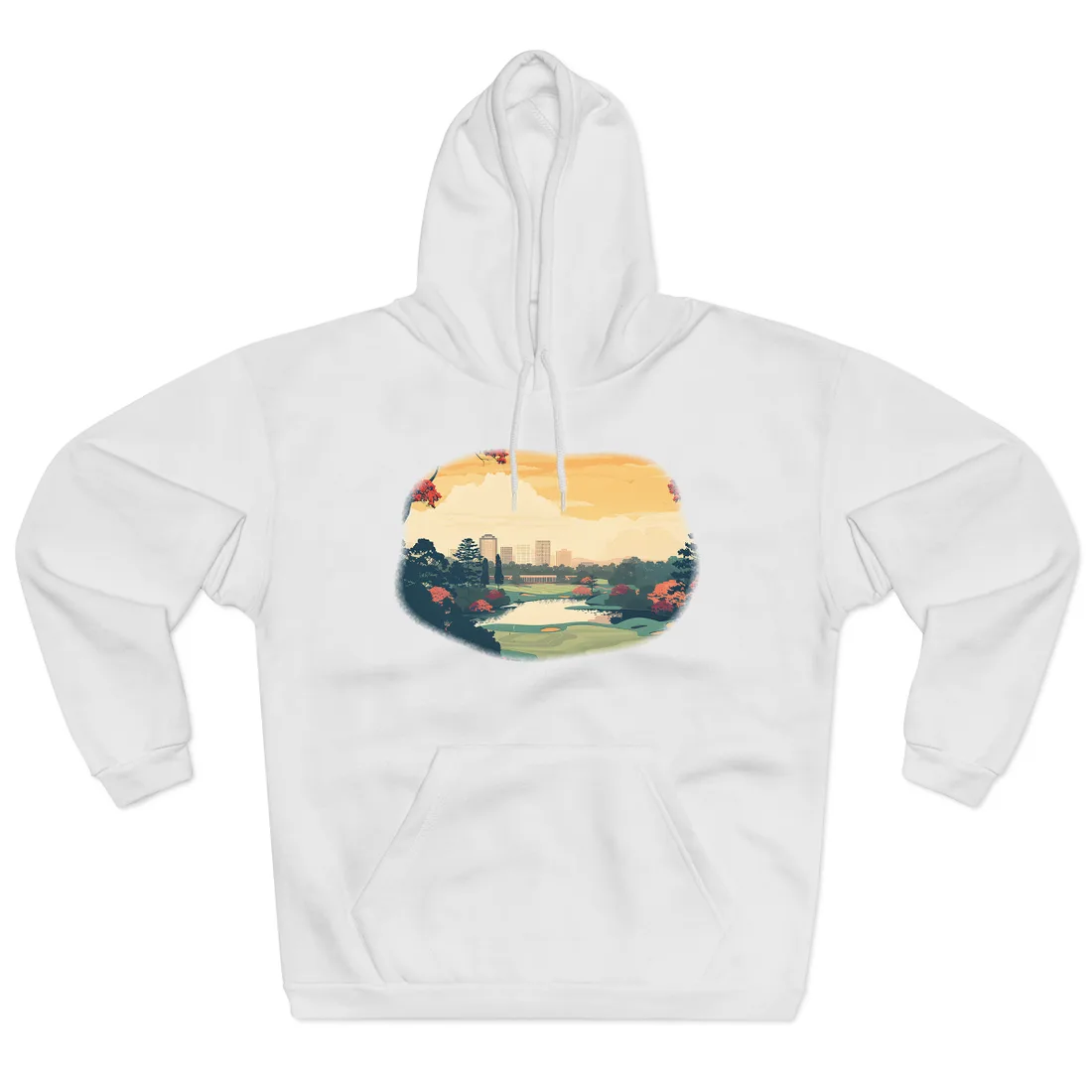 Retro-Style Augusta Georgia Golf Course: Vibrant Illustration Art - Hoodie (White)