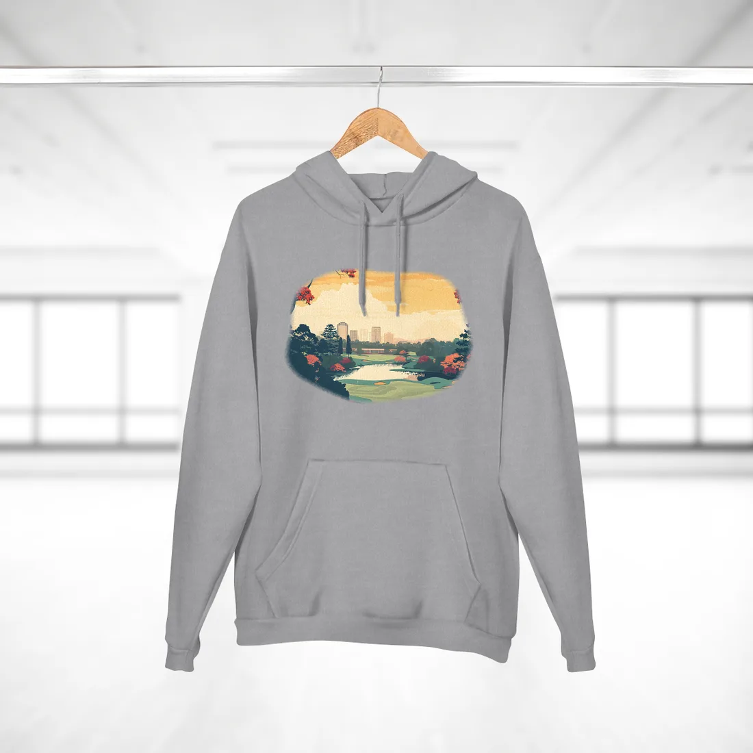 Retro-Style Augusta Georgia Golf Course: Vibrant Illustration Art - Hoodie (Heather Grey)