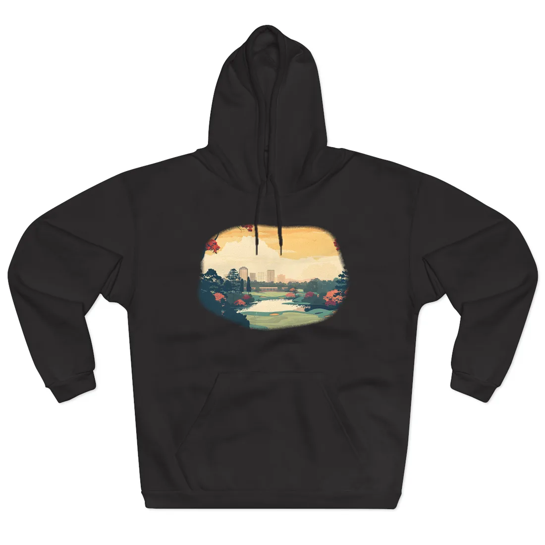 Retro-Style Augusta Georgia Golf Course: Vibrant Illustration Art - Hoodie (Black)