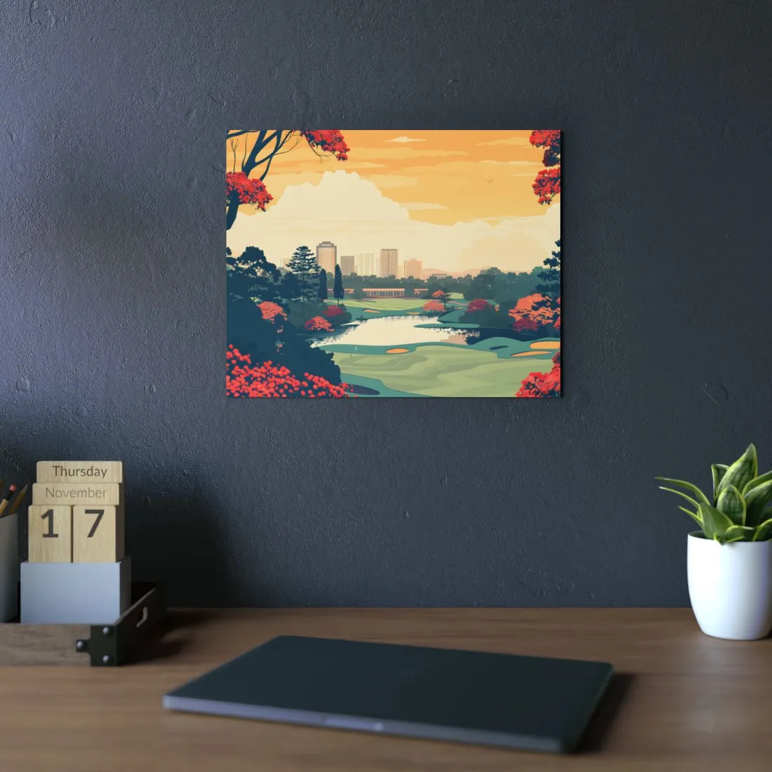 Retro-Style Augusta Georgia Golf Course: Vibrant Illustration Art - Metal Poster