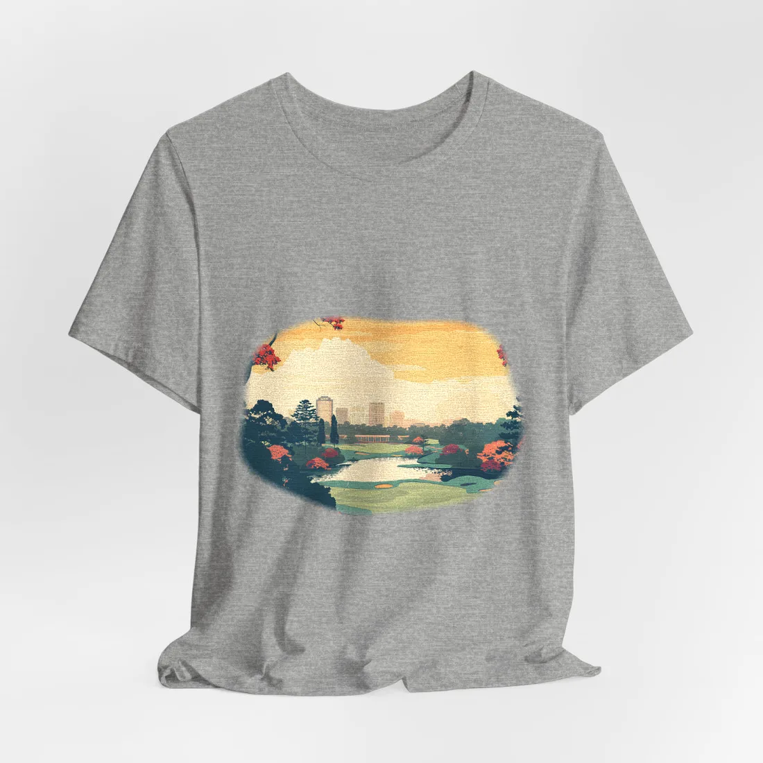 Retro-Style Augusta Georgia Golf Course: Vibrant Illustration Art - T-Shirt (Athletic Heather)