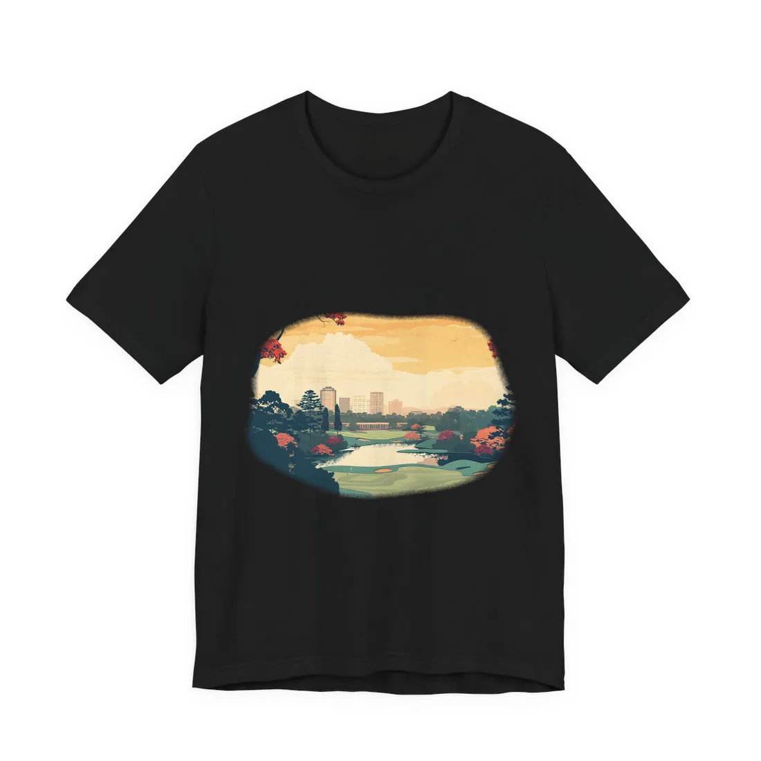 Retro-Style Augusta Georgia Golf Course: Vibrant Illustration Art - T-Shirt (Black)