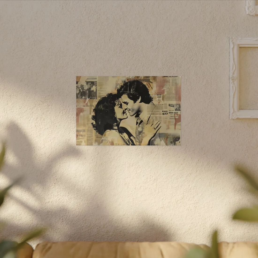 Retro Vintage Romance: Couples Newsprint - Canvas