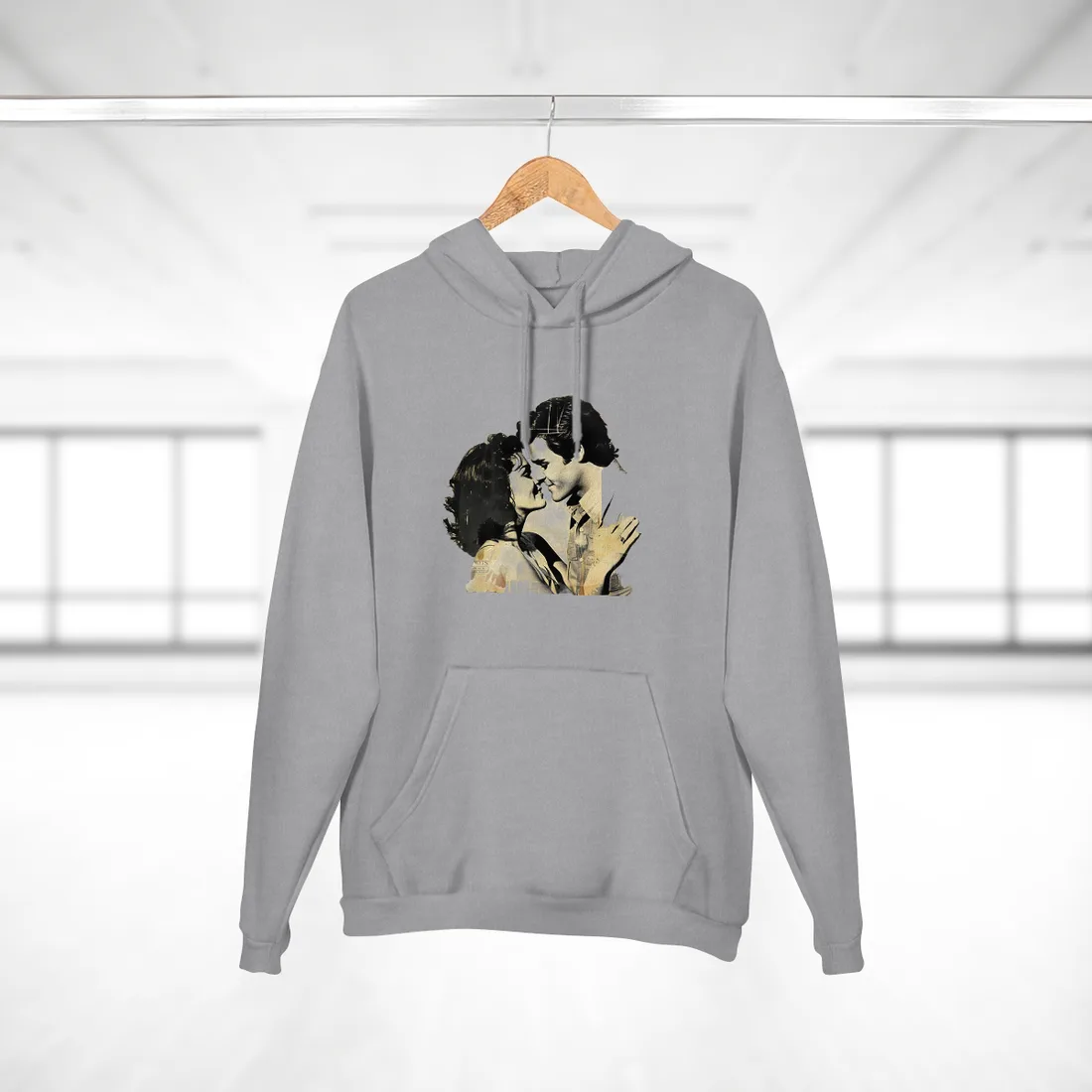 Retro Vintage Romance: Couples Newsprint - Hoodie (Heather Grey)