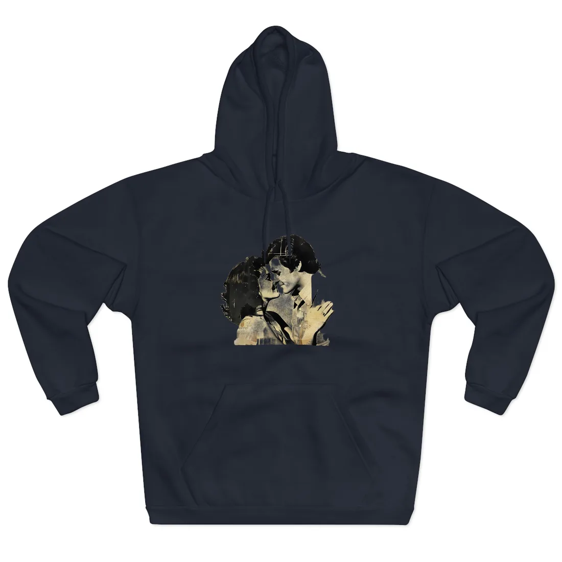 Retro Vintage Romance: Couples Newsprint - Hoodie (Navy)