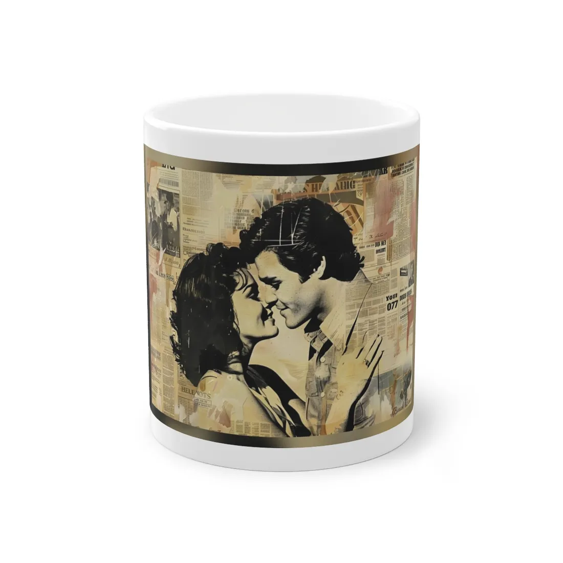Retro Vintage Romance: Couples Newsprint - Mug
