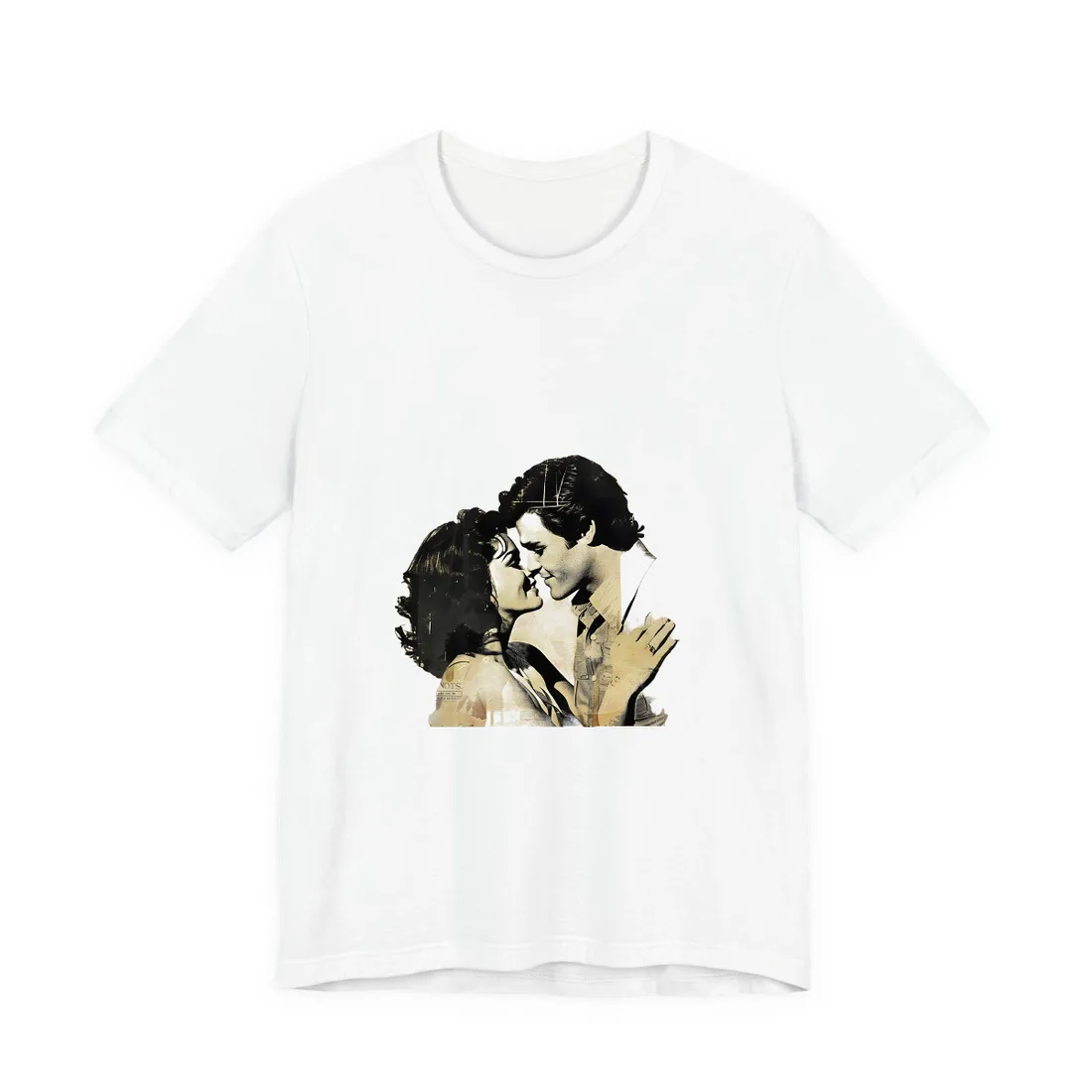 Retro Vintage Romance: Couples Newsprint - T-Shirt (White)