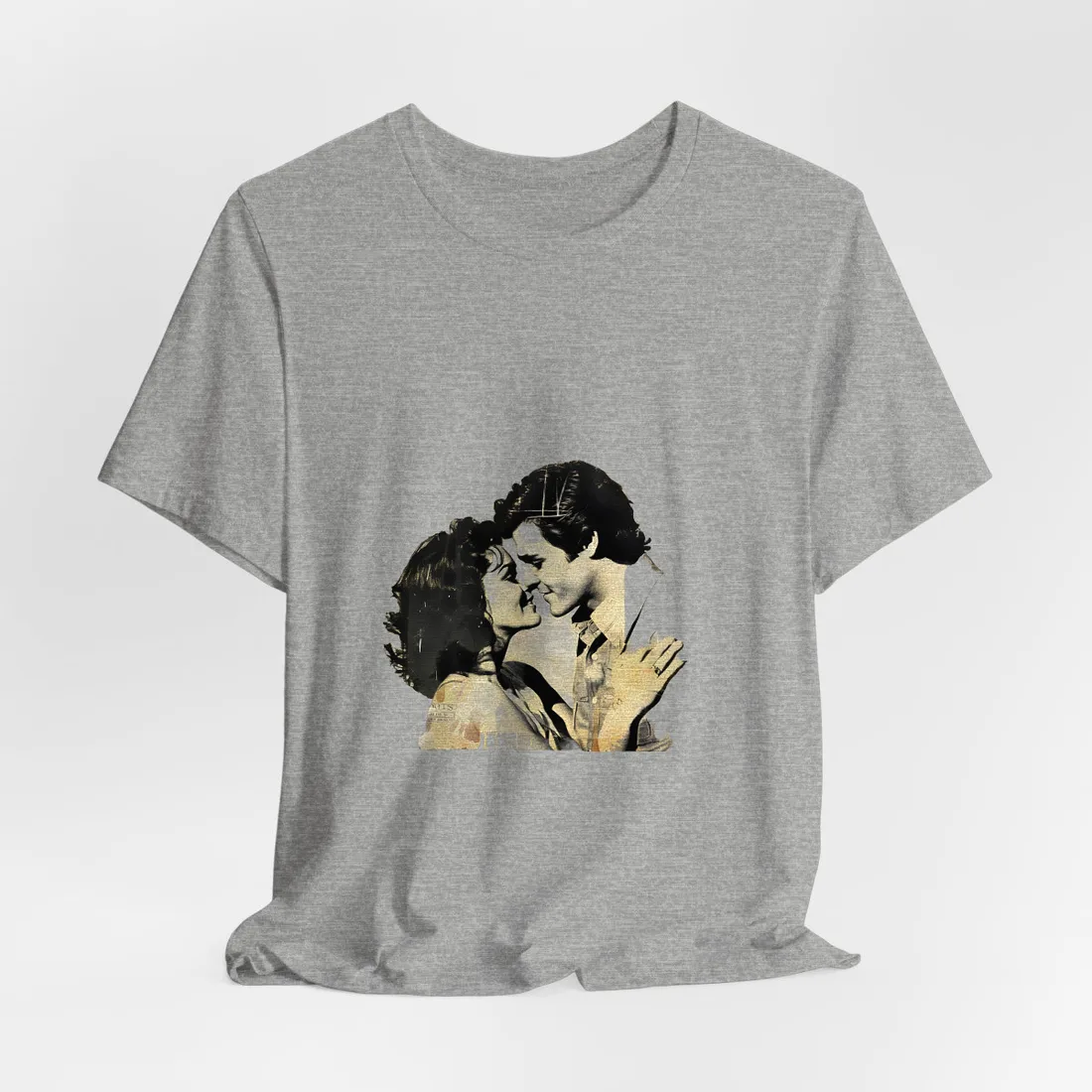 Retro Vintage Romance: Couples Newsprint - T-Shirt (Athletic Heather)