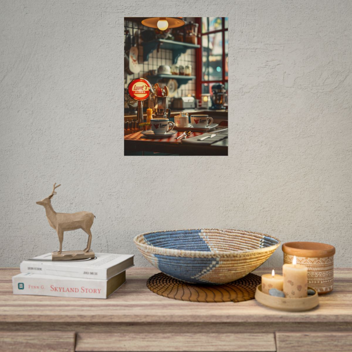 Retro Warmth: Cozy Lukes Diner Coffee Scene Art - Poster