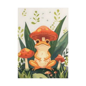 Frog Under Mushroom Cap Poster