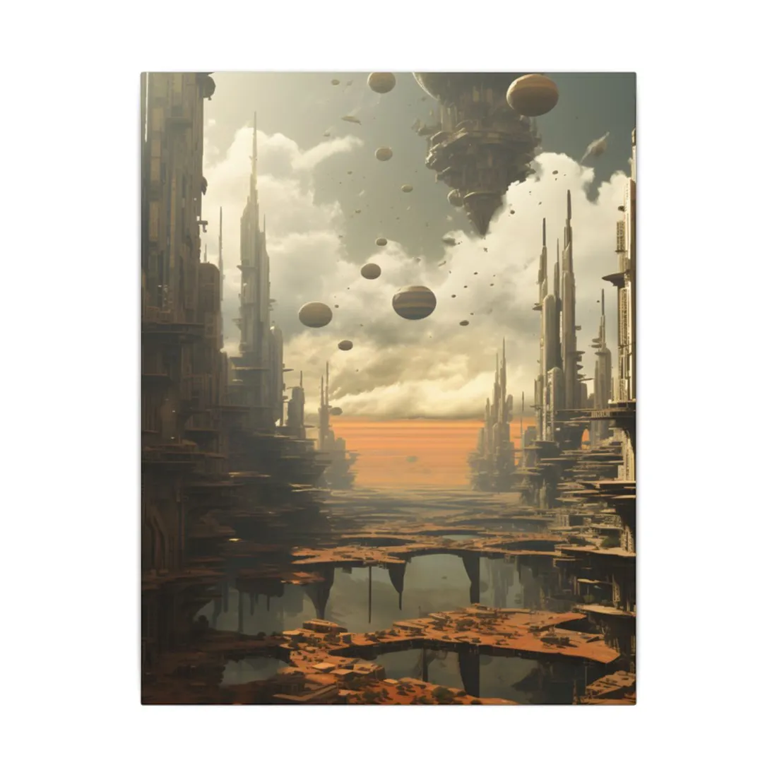 Rising Utopia: A Dystopian Cityscape Thrives in Perfect Harmony - Canvas