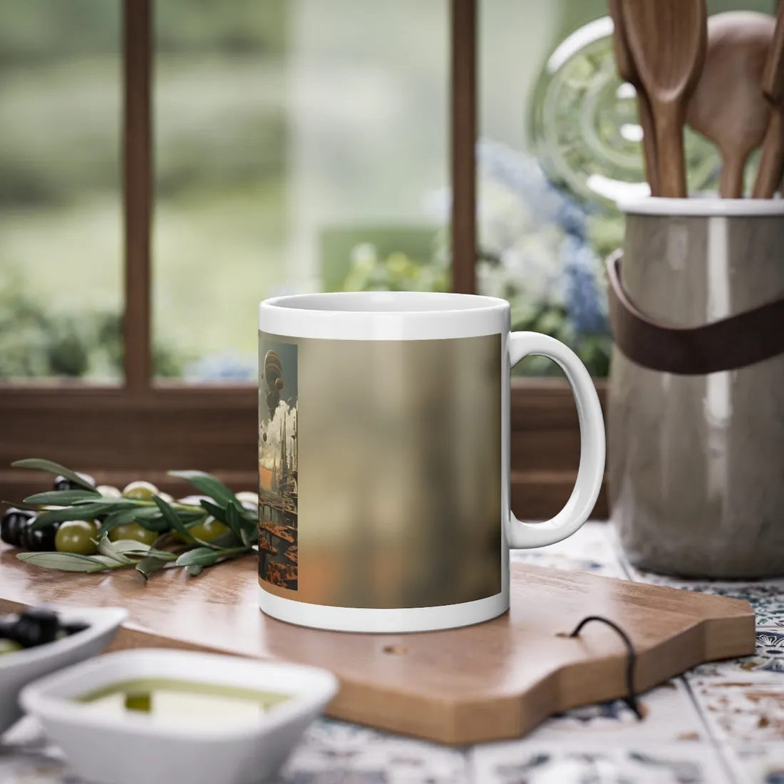 Rising Utopia: A Dystopian Cityscape Thrives in Perfect Harmony - Mug