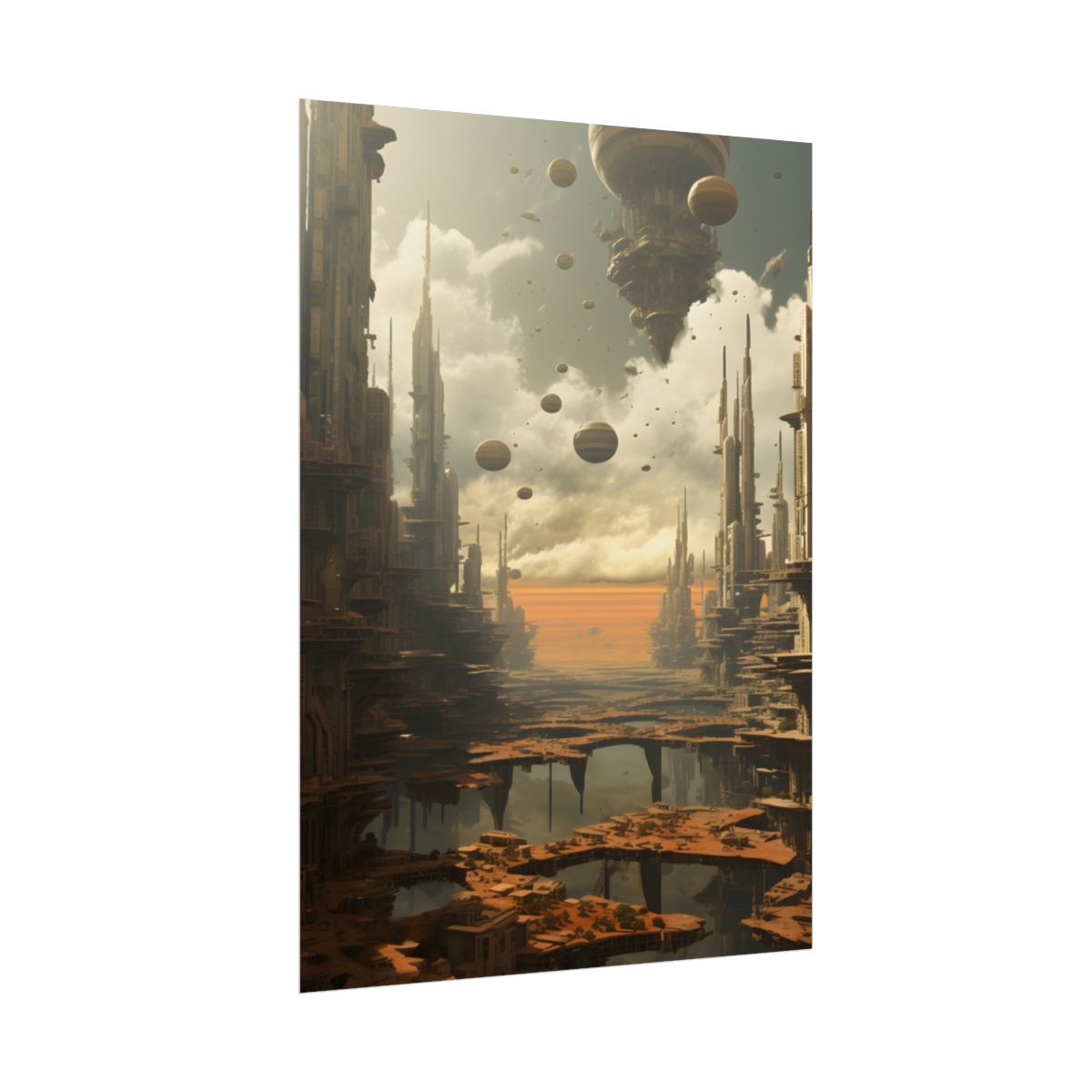 Rising Utopia: A Dystopian Cityscape Thrives in Perfect Harmony - Poster