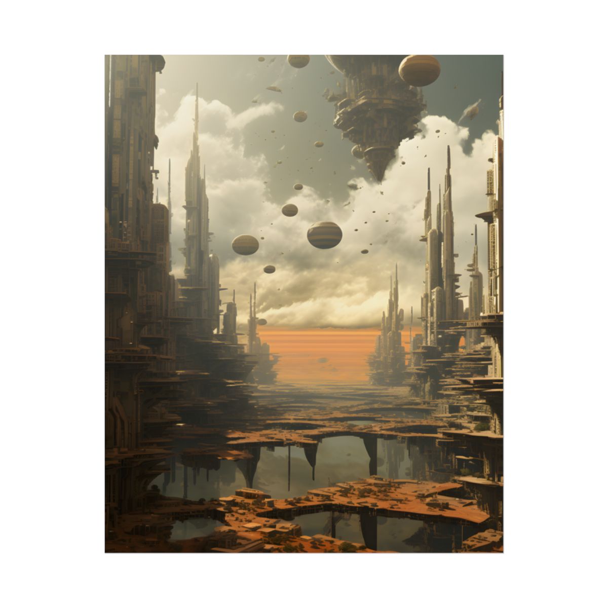 Rising Utopia: A Dystopian Cityscape Thrives in Perfect Harmony - Poster