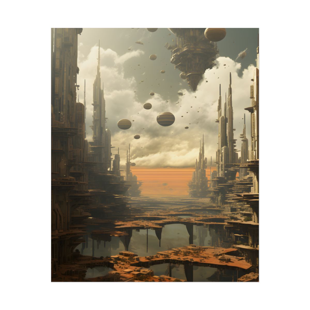Rising Utopia: A Dystopian Cityscape Thrives in Perfect Harmony - Poster