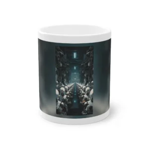 White Robots in Factory Corridor Mug