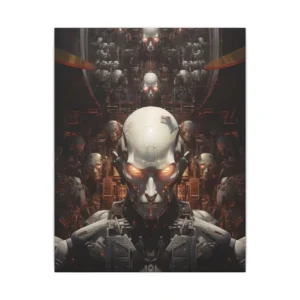 Robot Head with Glowing Eyes Canvas Print