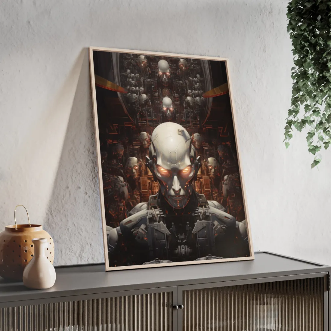 Robot Orchestra: A Symphony of Steel and Strings - Framed Poster