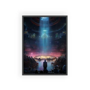 Silhouette Facing Glowing Arena Framed Poster