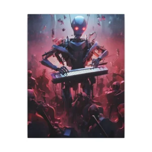 Robot Keyboardist with Orchestra Canvas Print