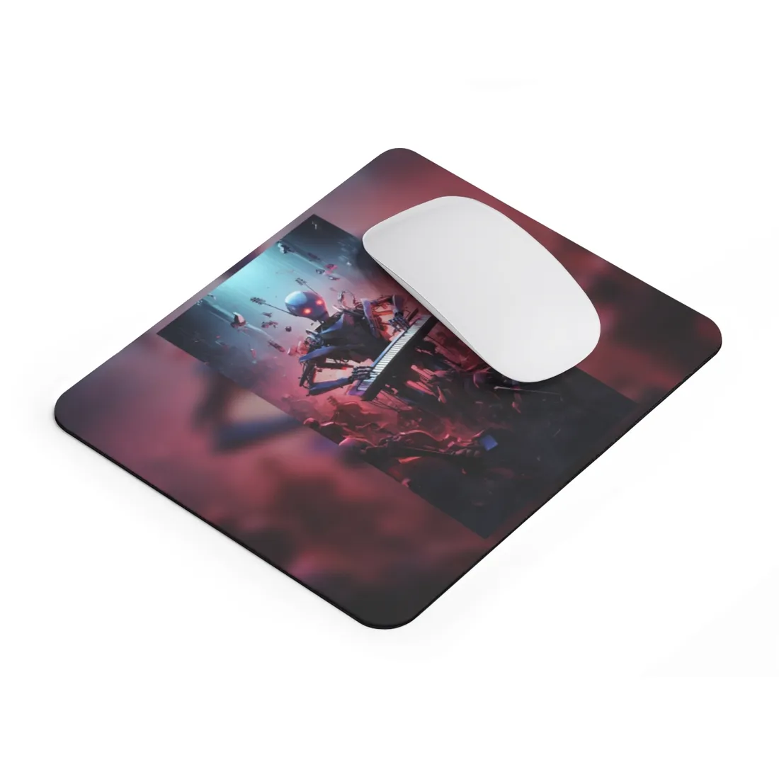 Robot Keyboardist: Solo Musical Performance on a Red Stage – Mouse Pad
