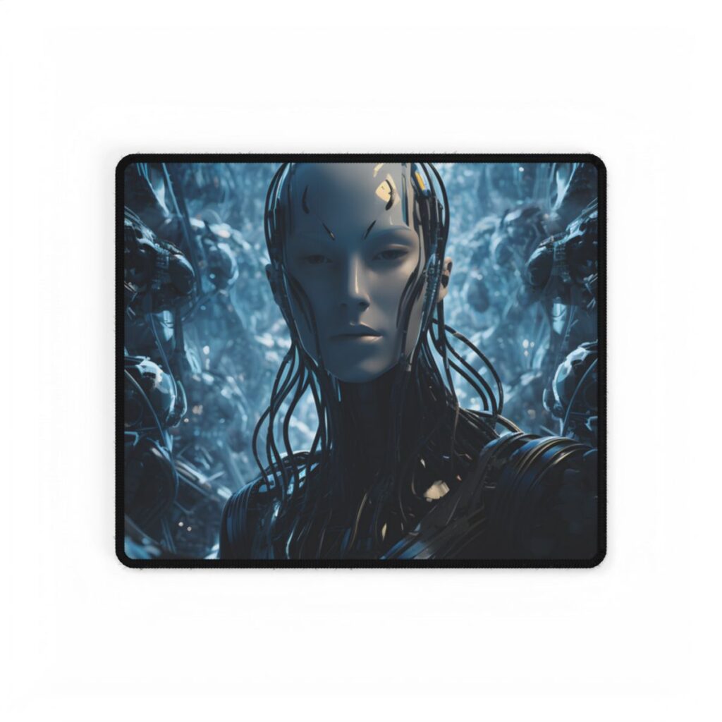 Robot Orchestra Symphony: Futuristic City Digital Art - Desk Mat
