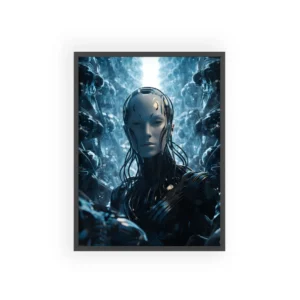 Cyborg Face Among Machines Framed Poster