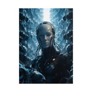 Cyborg Face Among Machines Poster