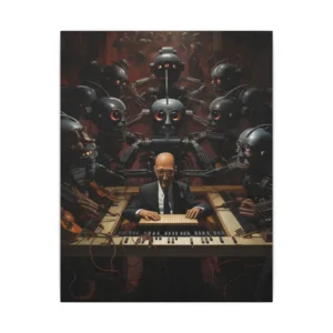 Robots Around a Keyboard Player Canvas Print
