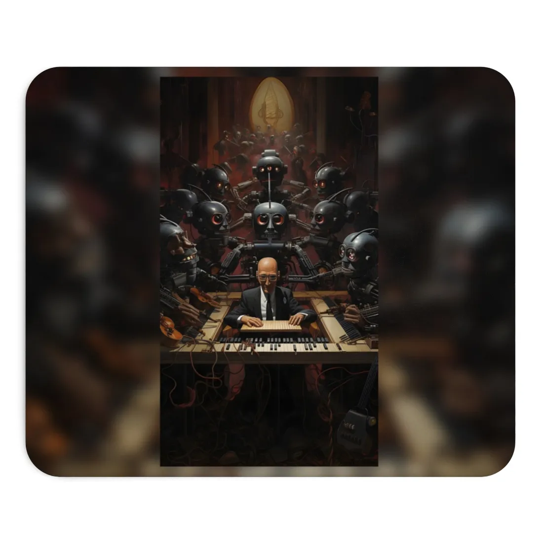 Robot Symphony: 6 Sentient Robots in Harmony - Mouse Pad