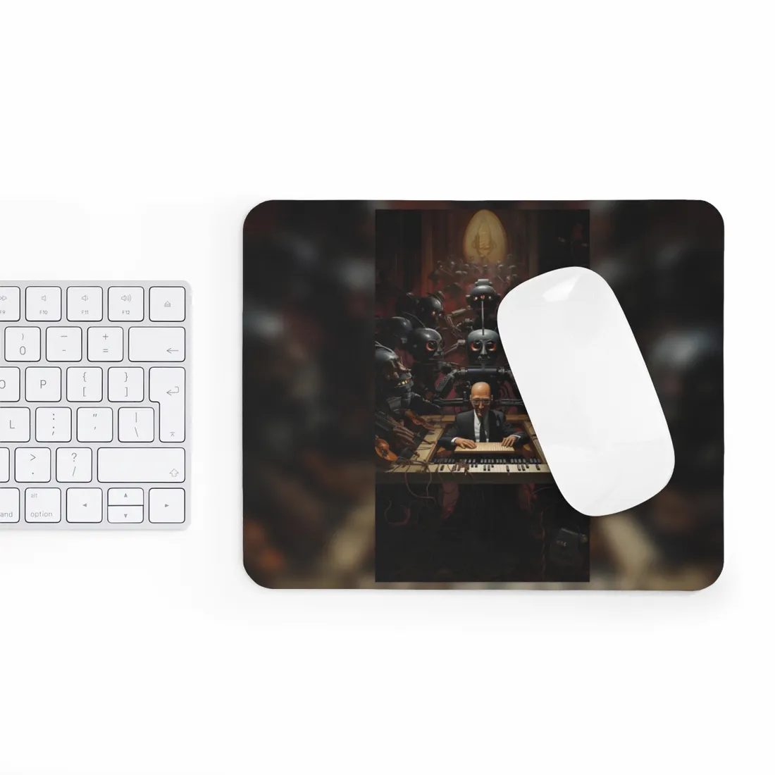 Robot Symphony: 6 Sentient Robots in Harmony - Mouse Pad