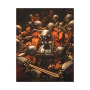 Robot Orchestra Playing Violins Canvas Print