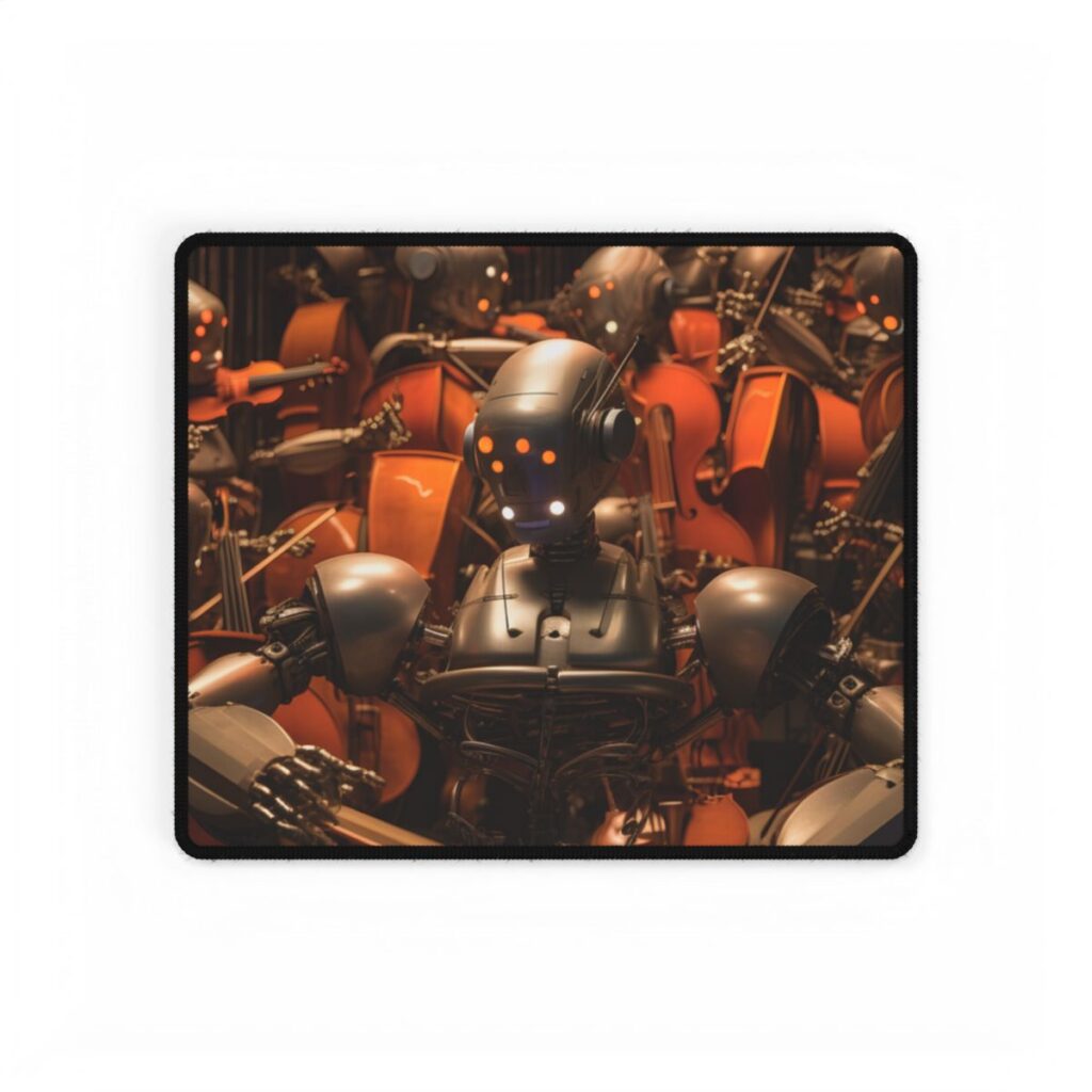 Robot Symphony: A Celestial Concert of Sentient Robots - Desk Mat