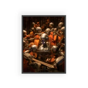 Robot Orchestra Playing Violins Framed Poster
