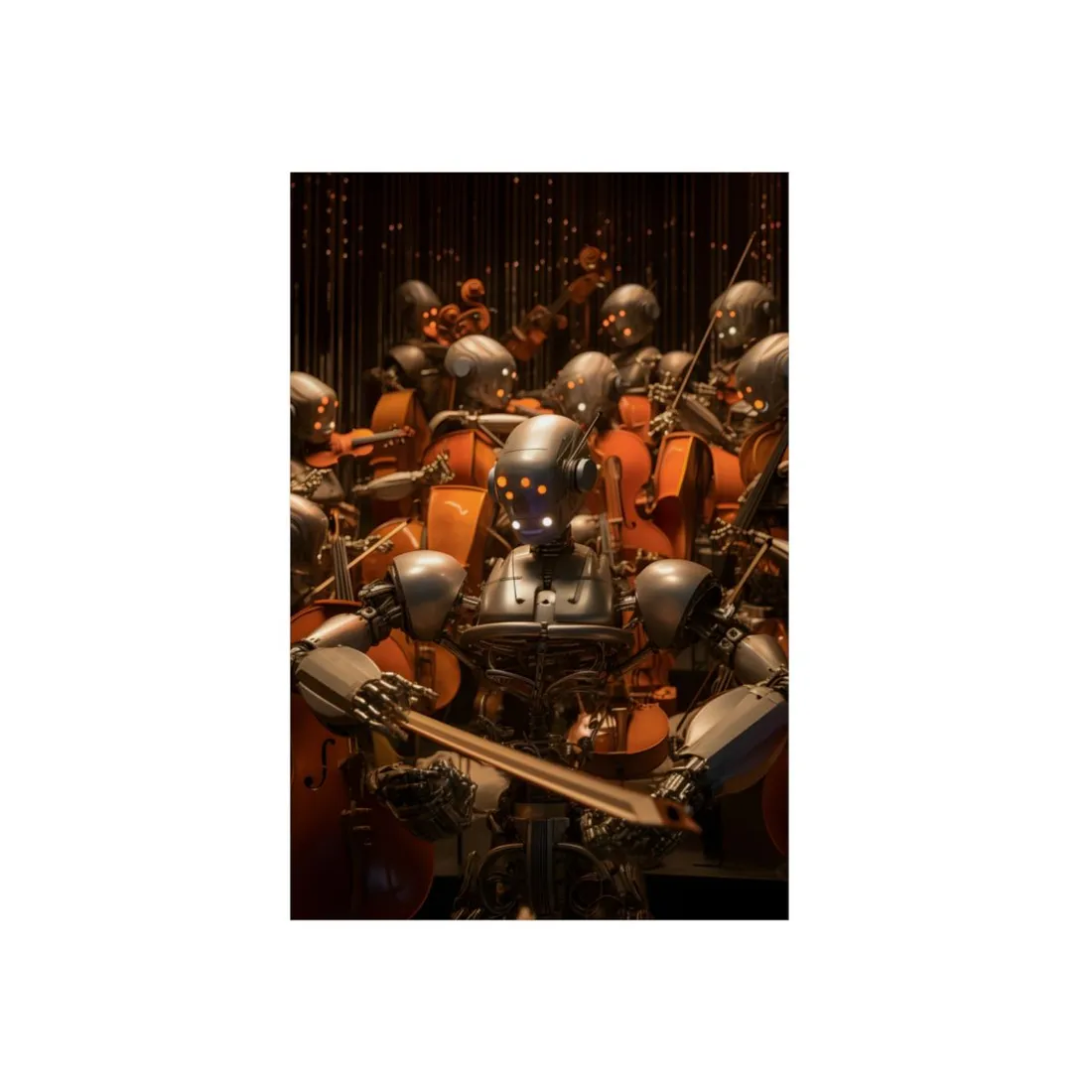 Robot Symphony: A Celestial Concert of Sentient Robots - Metal Poster
