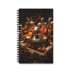 Robot Orchestra Playing Violins Spiral Notebook